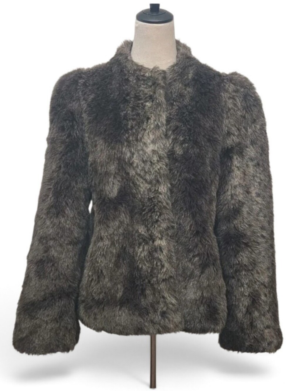 Vintage 80s Jordache Faux Fur Coat Jacket Brown Plush Made USA Size 11/12 Retro